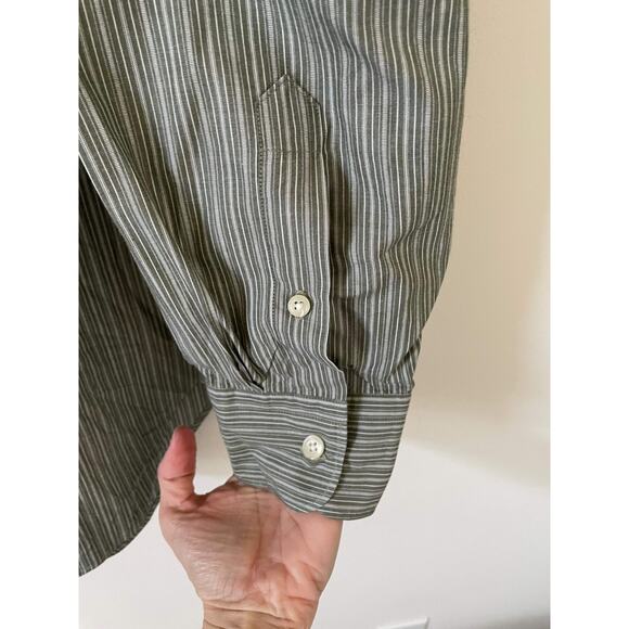 J. Crew  Striped Button Up Long Sleeve Shirt Green Size XL (17.5-18) - Picture 5 of 6